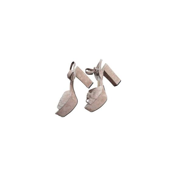 Prada Blush Mauve Suede Ankle Strap Platform Sandal - 38 - Beige - Picture 1 of 2